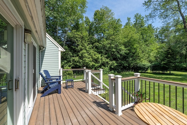 5 Catskill Dr, Merrimack, NH 03054 - wooden deck featuring a lawn and view of scattered trees