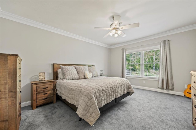 23 Surrey Ln, Laconia, NH 03246 - bedroom featuring ornamental molding, carpet floors, and a ceiling fan