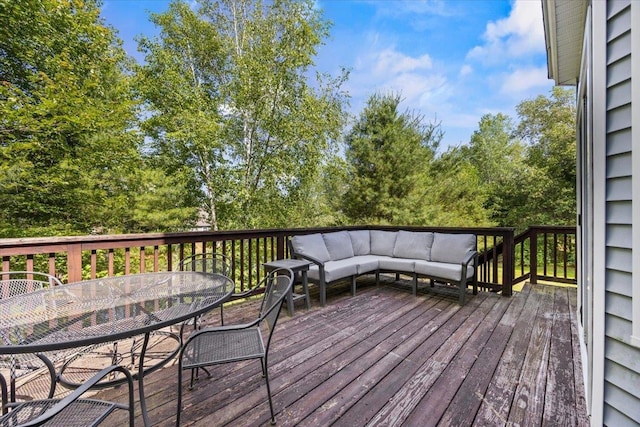 23 Surrey Ln, Laconia, NH 03246 - wooden terrace with outdoor dining space and an outdoor hangout area