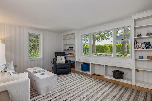 45 Atlantic Ave, North Hampton, NH 03862 - living area featuring wood finished floors, built in features, and a desk