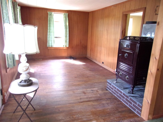70 Wild Ammonoosuc Rd, Haverhill, NH 03785 - unfurnished living room featuring wood finished floors and wood walls