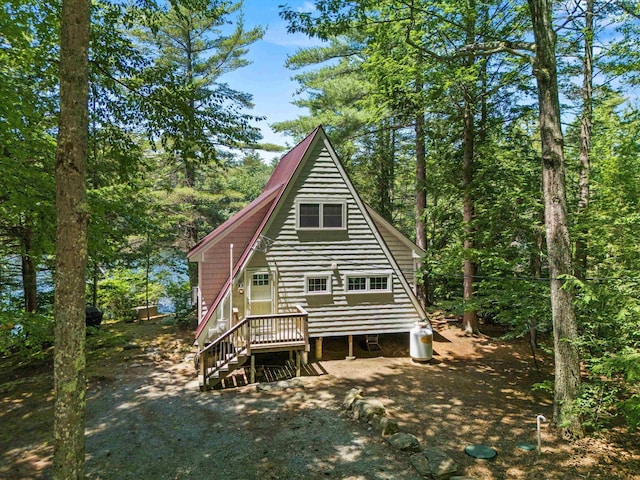 73 Lost Ln, Deering, NH 03244 - rear view of property featuring a wooden deck