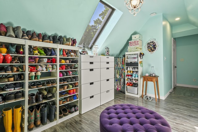11 Palmer Ave, Plaistow, NH 03865 - spacious closet with a skylight, lofted ceiling, and wood finished floors