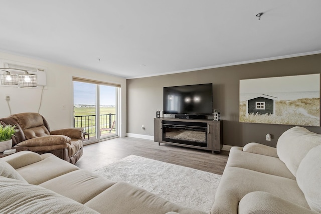 407 Ocean Blvd Unit A11, Hampton, NH 03842 - living room featuring ornamental molding and light wood-type flooring