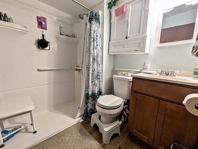 5559 W Creek Rd, Brandon, VT 05733 - full bath featuring a shower with shower curtain, wood finished floors, and vanity
