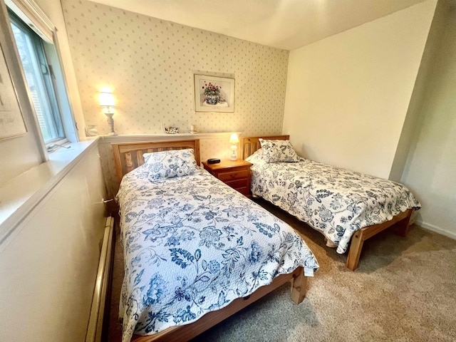 8B Deer Crk, Dover, VT 05356 - carpeted bedroom featuring wallpapered walls and a baseboard heating unit