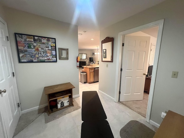 8B Deer Crk, Dover, VT 05356 - hall with light tile patterned floors and recessed lighting
