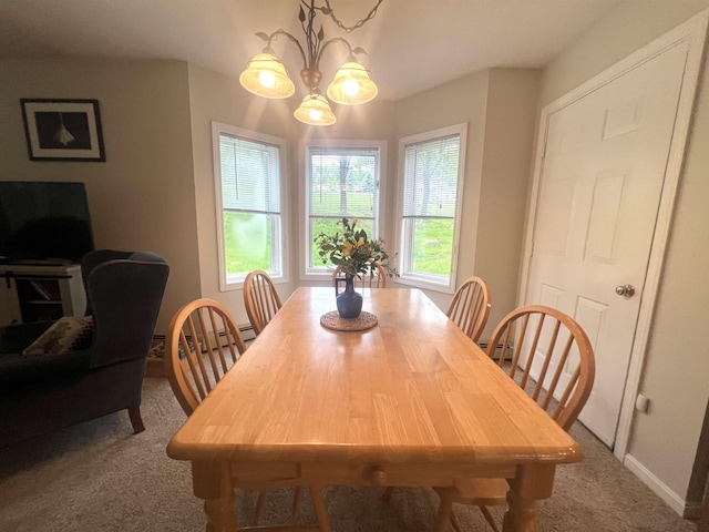 8B Deer Crk, Dover, VT 05356 - carpeted dining room featuring a chandelier and baseboards