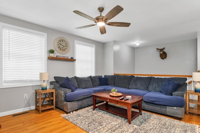 16 Damsite Rd, Barnstead, NH 03225 - living room with ceiling fan and wood finished floors