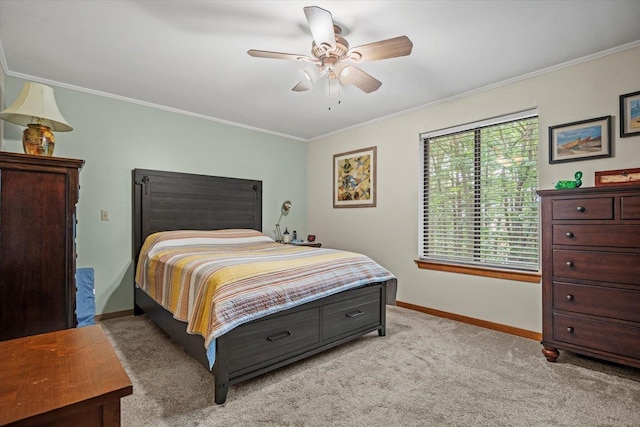 79 Dunvegan Woods Dr Unit 79, Hampton, NH 03842 - bedroom with light colored carpet, ornamental molding, and ceiling fan