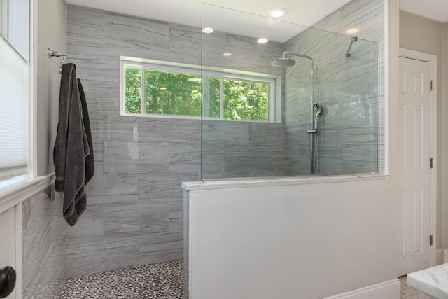 201 Walker Bungalow Rd, Portsmouth, NH 03801 - full bath featuring a walk in shower and recessed lighting