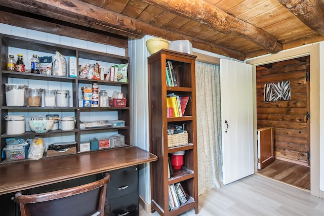 30 W Rd, Hubbardton, VT 05743 - home office with a wooden ceiling with exposed beams and wood finished floors