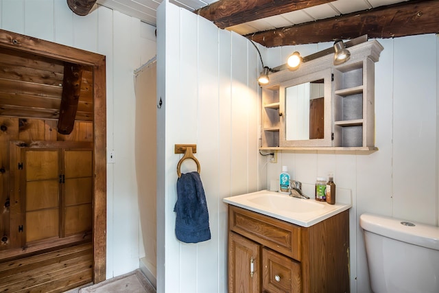 30 W Rd, Hubbardton, VT 05743 - bathroom with vanity and beam ceiling