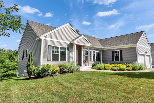 25 Reserve Way Unit 60, Milford, NH 03055 - single story home with a front lawn, an attached garage, and a shingled roof