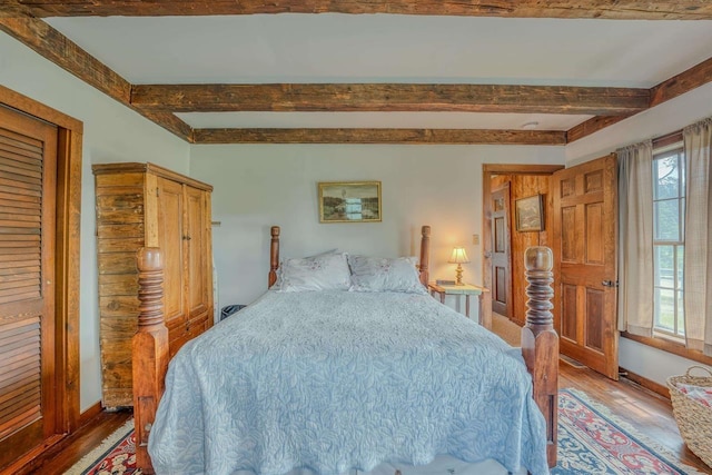 3247 Rte 302, Lisbon, NH 03585 - bedroom featuring wood finished floors and beamed ceiling