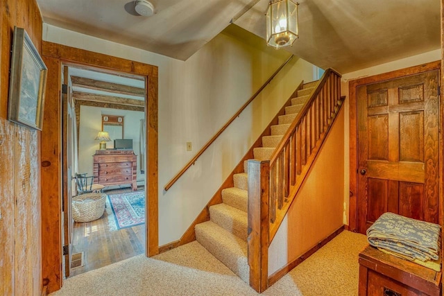 3247 Rte 302, Lisbon, NH 03585 - stairway featuring carpet flooring and baseboards