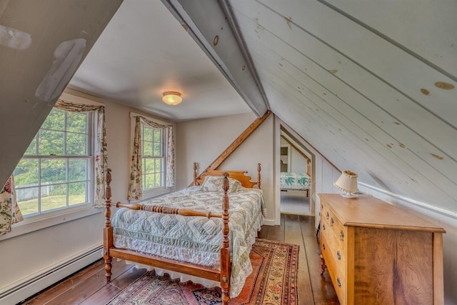 3247 Rte 302, Lisbon, NH 03585 - bedroom with a baseboard heating unit, hardwood / wood-style flooring, and lofted ceiling