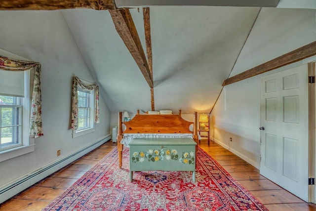3247 Rte 302, Lisbon, NH 03585 - bedroom with baseboard heating, hardwood / wood-style flooring, and multiple windows
