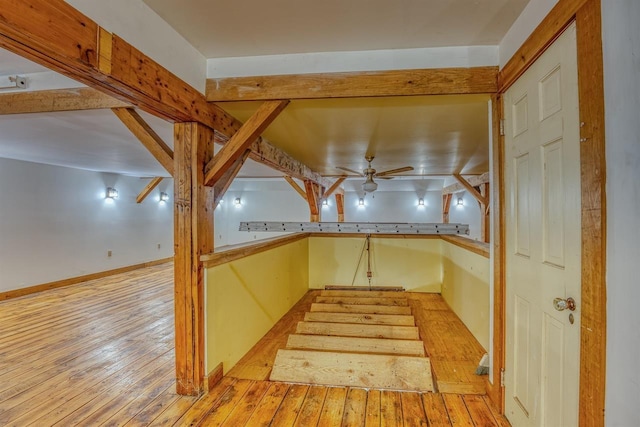 3247 Rte 302, Lisbon, NH 03585 - staircase with hardwood / wood-style flooring and a ceiling fan
