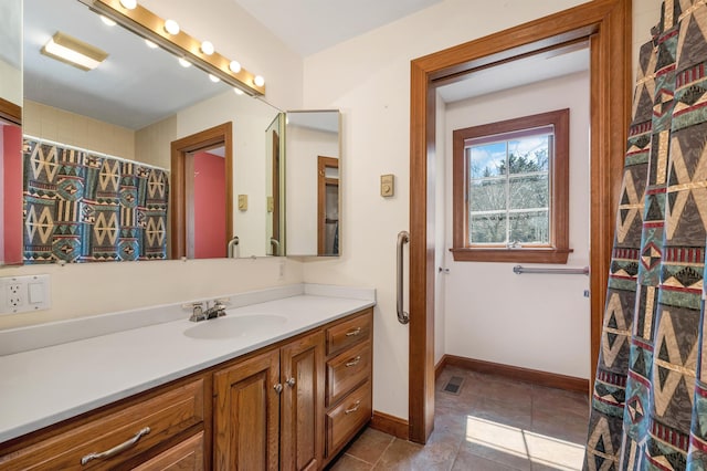 107 Peaked Hill Rd, Hopkinton, NH 03229 - bathroom with vanity, tile patterned flooring, and curtained shower