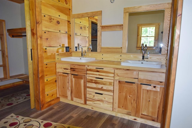 00 Serenity Ln, Lisbon, NH 03585 - full bath featuring wood finished floors and double vanity