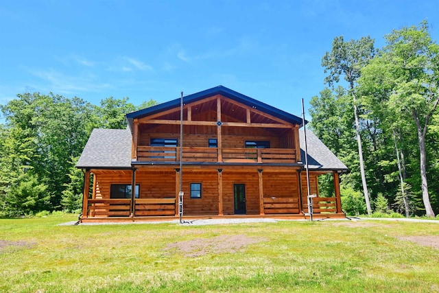 00 Serenity Ln, Lisbon, NH 03585 - back of property featuring roof with shingles, a yard, and a wooden deck