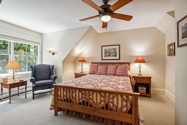 82 Little Cove Rd, New London, NH 03257 - carpeted bedroom with baseboard heating and ceiling fan