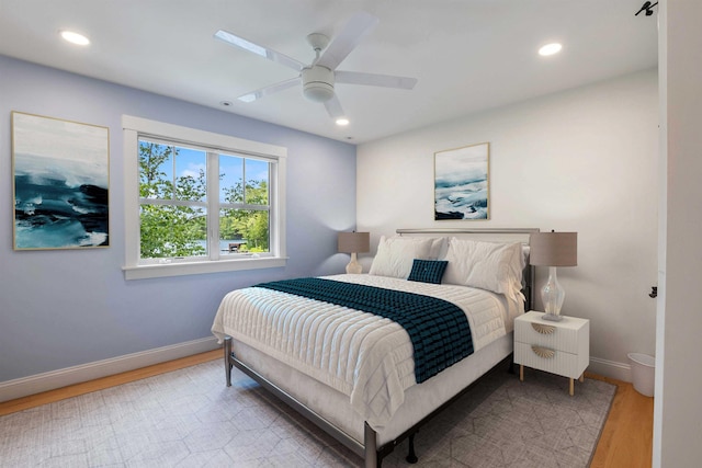 184 Bowles Rd, Newbury, NH 03855 - bedroom featuring wood finished floors, recessed lighting, and a ceiling fan