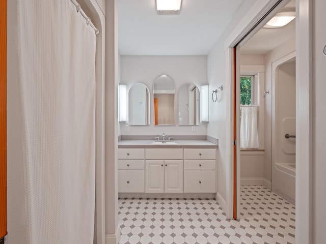 432 Shore Dr, Laconia, NH 03246 - full bathroom with vanity and tile patterned flooring