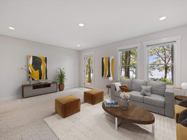 432 Shore Dr, Laconia, NH 03246 - carpeted living area featuring recessed lighting