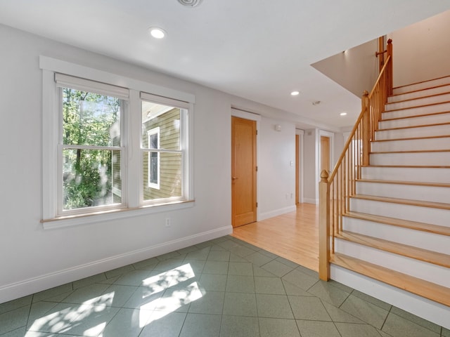 432 Shore Dr, Laconia, NH 03246 - interior space with recessed lighting and stairway