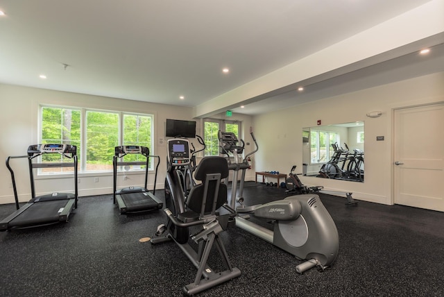32 Willey Creek Rd Unit 402, Exeter, NH 03833 - workout area featuring recessed lighting and plenty of natural light