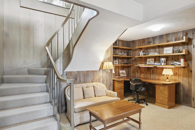611 Simmons Rd, Andover, VT 05143 - office featuring wooden walls, light colored carpet, and built in study area