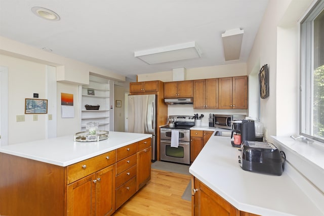 719 Roundabout Rd, Killington, VT 05751 - kitchen with appliances with stainless steel finishes, under cabinet range hood, and brown cabinetry