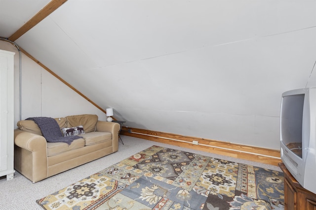719 Roundabout Rd, Killington, VT 05751 - living room featuring vaulted ceiling and carpet flooring