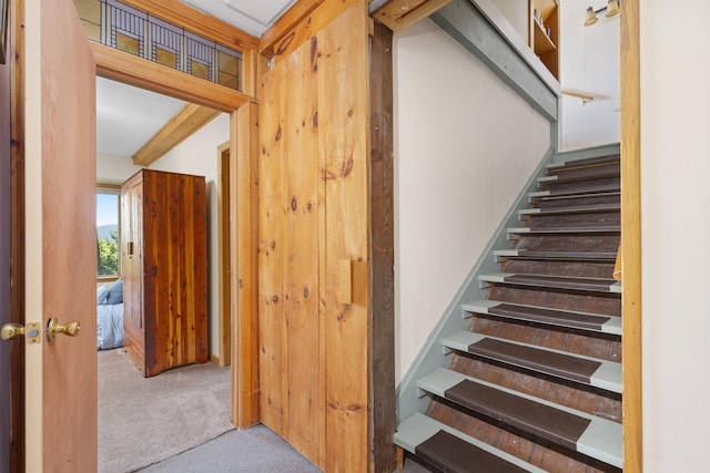 719 Roundabout Rd, Killington, VT 05751 - stairs featuring carpet flooring
