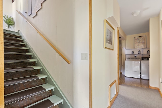 719 Roundabout Rd, Killington, VT 05751 - stairs with washing machine and dryer and carpet