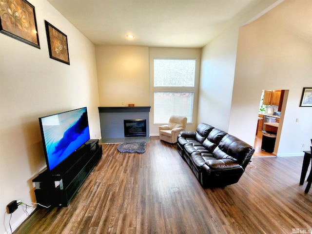 3348 Current Ct, Reno, NV 89509 - living room with wood finished floors, a glass covered fireplace, and baseboards