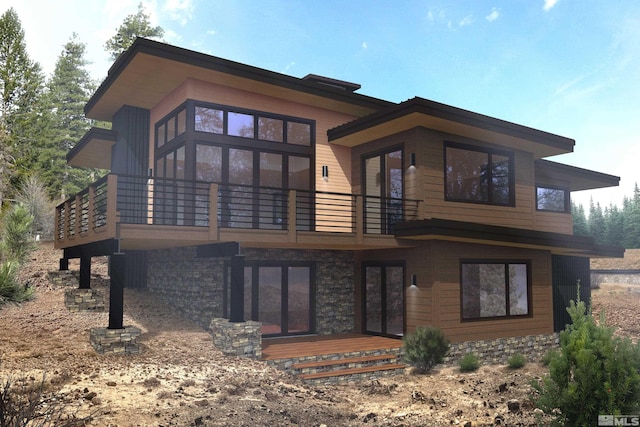 200 Overlook Dr Unit 29, Carson City, NV 89705 - rear view of property featuring french doors, stone siding, and a balcony