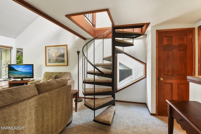 696 Village Blvd Unit 12, Incline Village, NV 89451 - stairs with carpet and lofted ceiling
