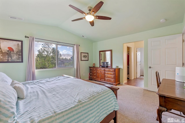 17850 Brushland Dr, Reno, NV 89508 - bedroom featuring lofted ceiling, carpet flooring, ceiling fan, and baseboards