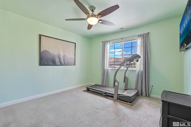 17850 Brushland Dr, Reno, NV 89508 - workout room featuring a ceiling fan, carpet, and baseboards