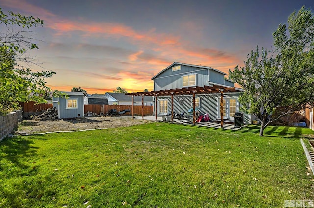 17850 Brushland Dr, Reno, NV 89508 - view of yard featuring a pergola, a shed, a patio area, and an outbuilding