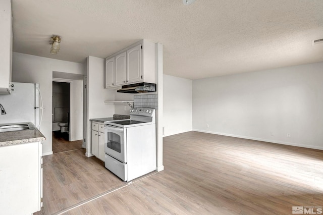 4608 Neil Rd Unit 241, Reno, NV 89502 - kitchen featuring white appliances, light wood-style floors, a sink, a textured ceiling, and baseboards