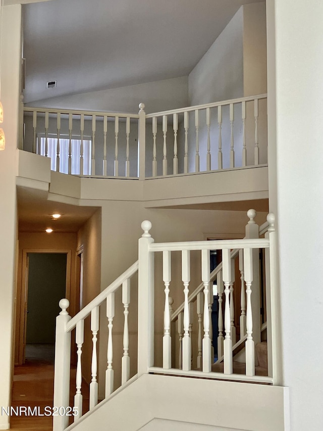 3678 Brighton Way, Reno, NV 89509 - stairway featuring high vaulted ceiling
