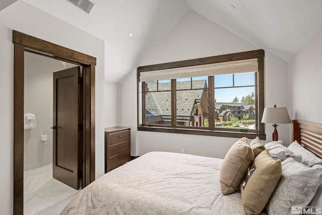 28 Beach Club Dr Unit 407, Stateline, NV 89449 - bedroom featuring marble finish flooring and vaulted ceiling