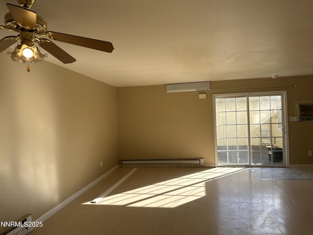 474 Smithridge Pkwy, Reno, NV 89502 - unfurnished room featuring a baseboard heating unit, ceiling fan, baseboards, and wood finished floors