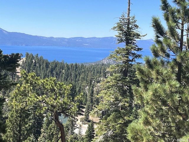 758 Milky Way Ct, Stateline, NV 89449 - view of mountain background featuring a nearby body of water and a heavily wooded area