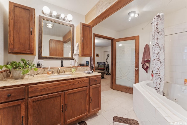 1000 Mountain, Carson City, NV 89703 - full bathroom featuring vanity, tile patterned flooring, and a combined bath / shower with jetted tub