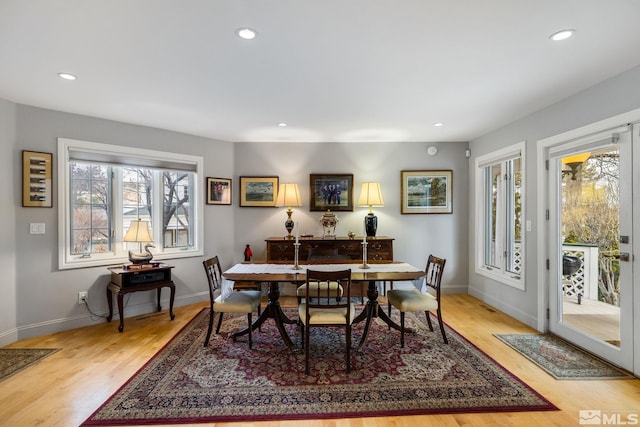 6350 Green Ranch Rd, Reno, NV 89519 - dining area with light wood-type flooring, recessed lighting, and baseboards
